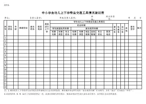 中小学生幼儿上下学乘坐交通工具情况登记表 (1) (3)