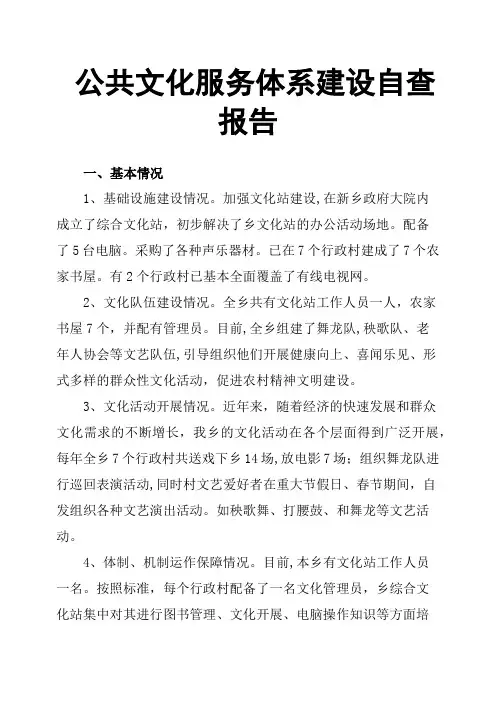 公共文化服务体系建设自查报告