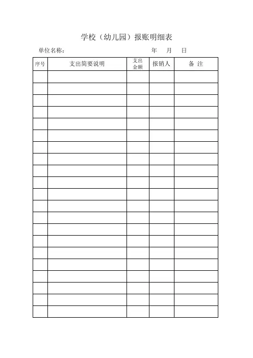 学校(幼儿园)报账明细表