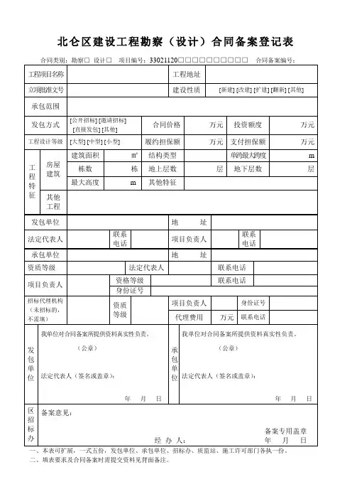 设计单位合同备案需要资料