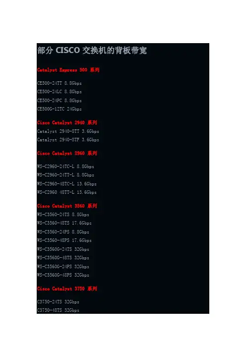 部分CISCO交换机的背板带宽