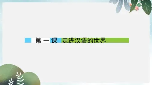 高中语文第1课走进汉语的世界课件新人教版选修语言文字应用