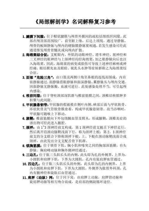 局部解剖学(名解)