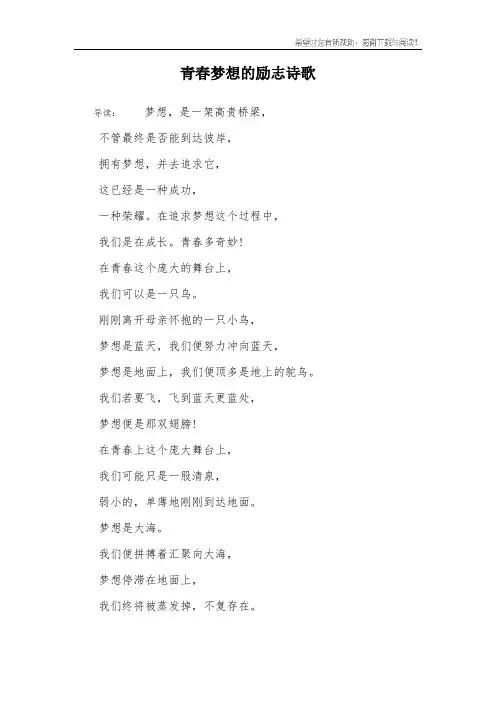 青春梦想的励志诗歌
