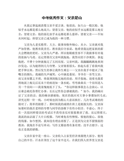 中考优秀作文：父亲是山