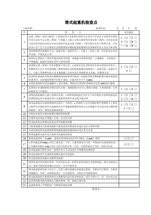 安全监理台账附件(起重机)