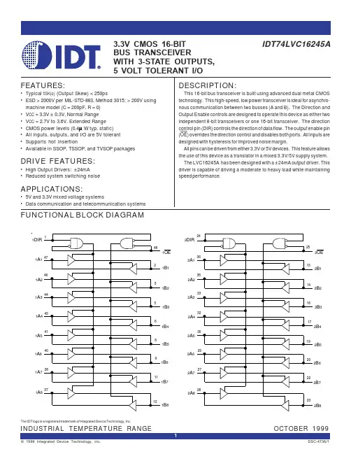 IDT74LVC16245APV中文资料