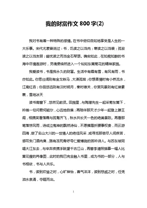我的财富作文800字(2)