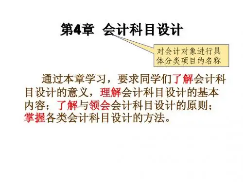 第4章  会计科目设计