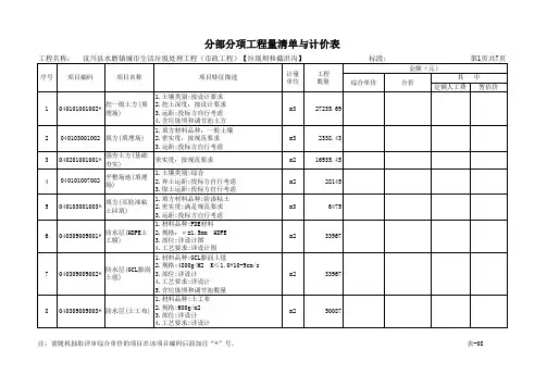 分部分项工程划分表