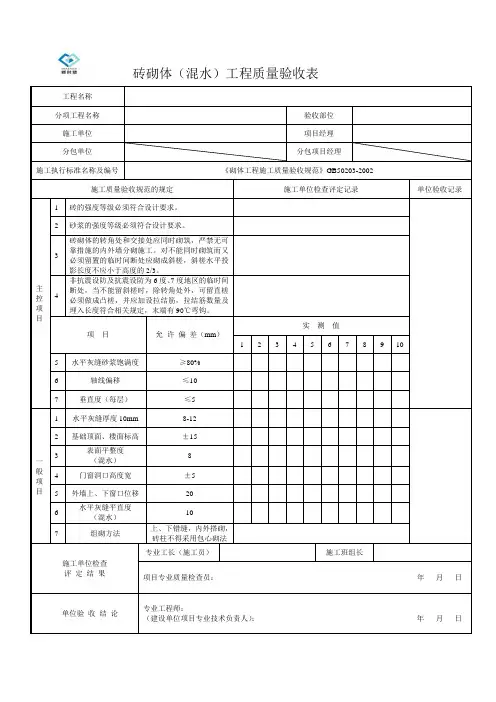 建筑装饰装修工程竣工验收表格