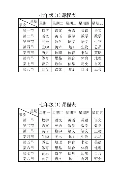 中学课程表