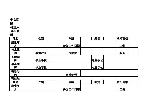 科室人员花名册样表