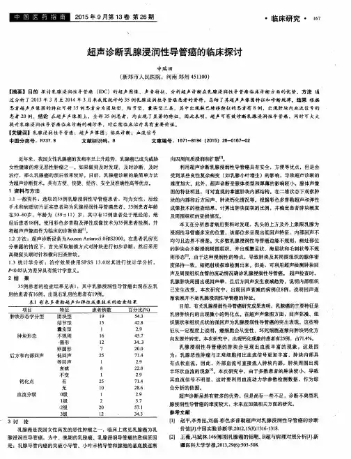 超声诊断乳腺浸润性导管癌的临床探讨