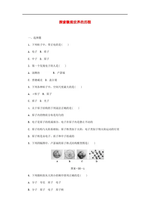 九年级物理全册 16.1 探索微观世界的历程练习 (新版)北师大版