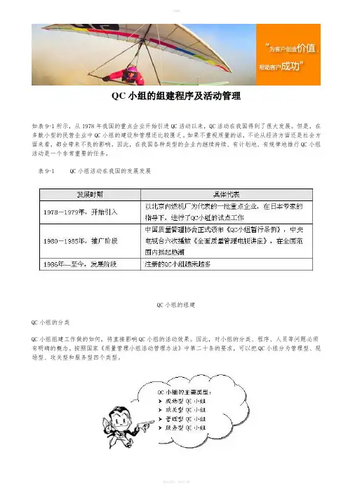 QC小组的组建程序及活动管理