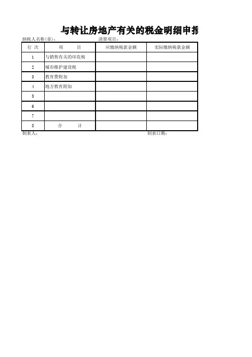 土增税清算申报表及附表