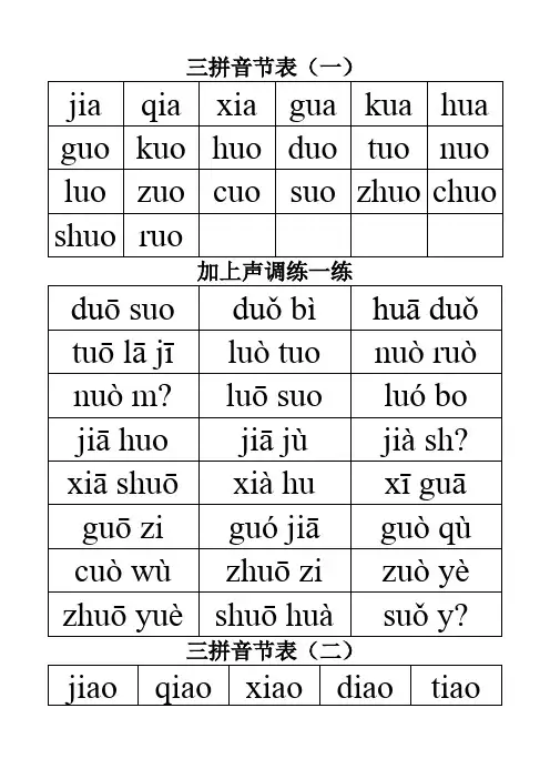 三拼音节表排版好,