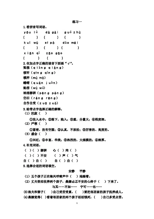 人教版六年级上册语文同步练习(2套)(有答案)  9穷人