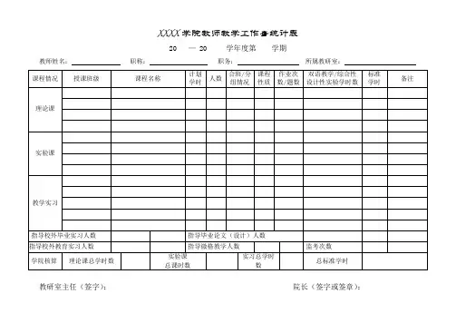 工作量统计表