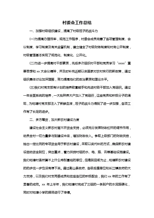 村委会工作总结
