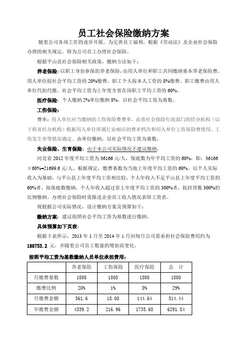 员工社会保险缴纳方案