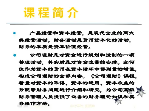 第一章 公司理财概述20页PPT文档
