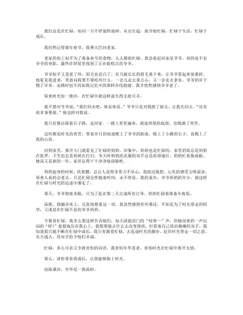 高分作文范文-忙碌-800字