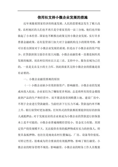 信用社支持小微企业发展的措施.docx