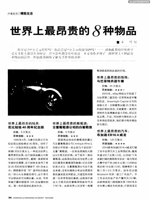 世界上最昂贵的8种物品