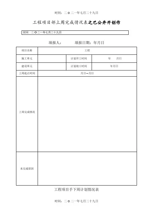 施工进度周报表