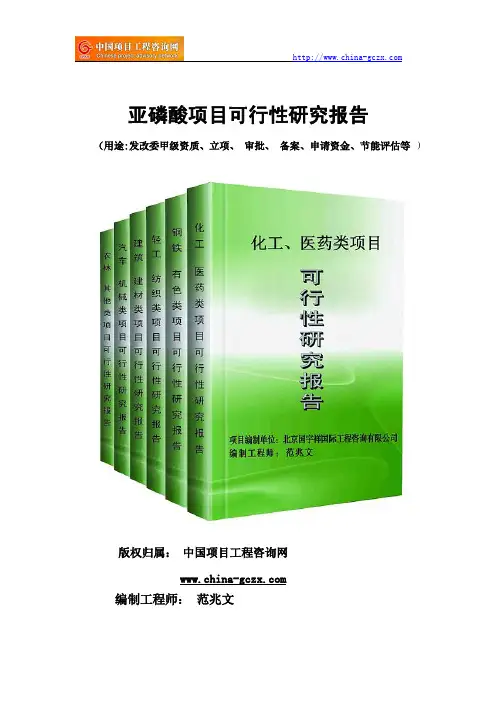 亚磷酸项目可行性研究报告(专业经典案例)