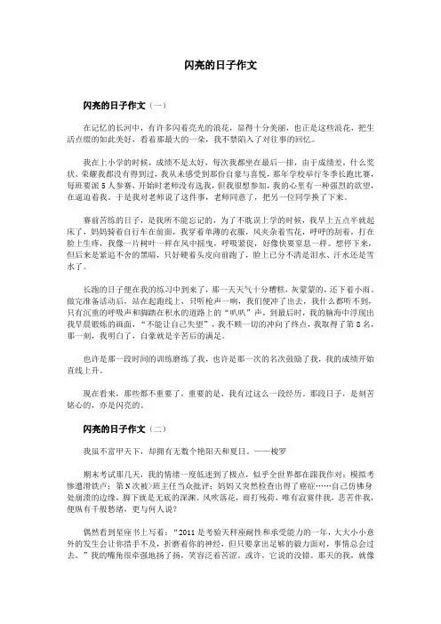闪亮的日子作文