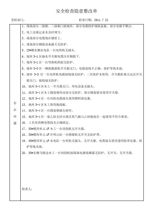 安全检查隐患整改单-(空)