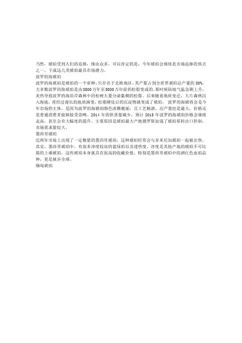 最具市场潜力的五大琥珀