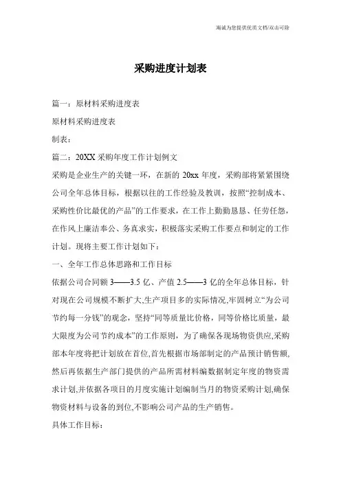 采购进度计划表