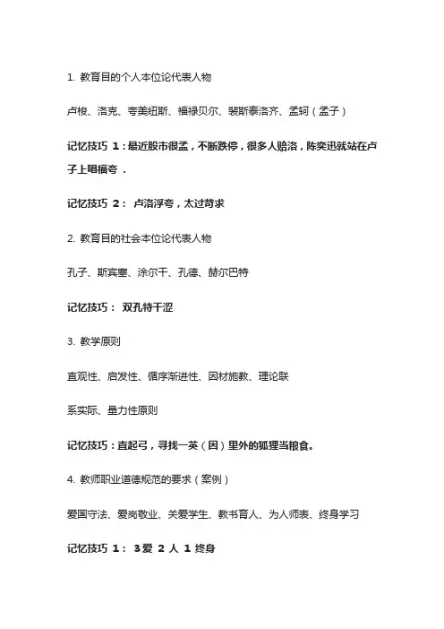 教综记忆口诀汇总
