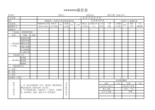 报价表格式