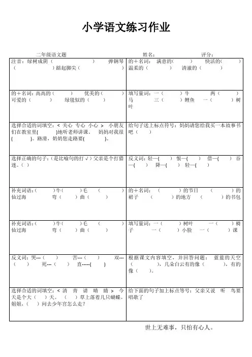 小学二年级语文阶段复习冲刺II (54)