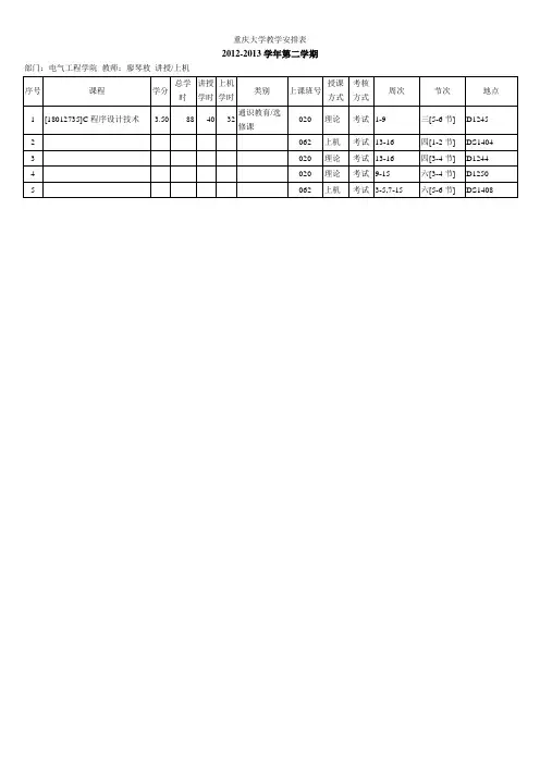重庆大学教学安排表201302qi