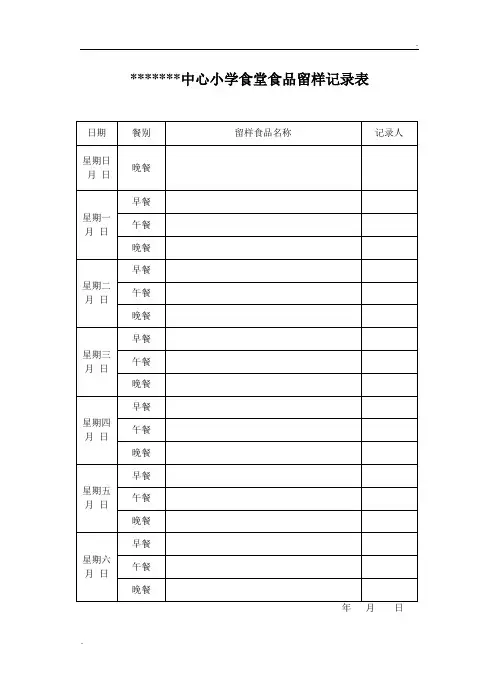 食堂食品留样记录表