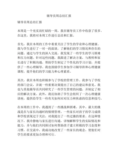 辅导员周总结汇报