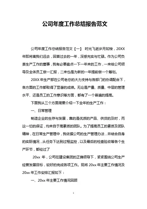 公司年度工作总结报告范文