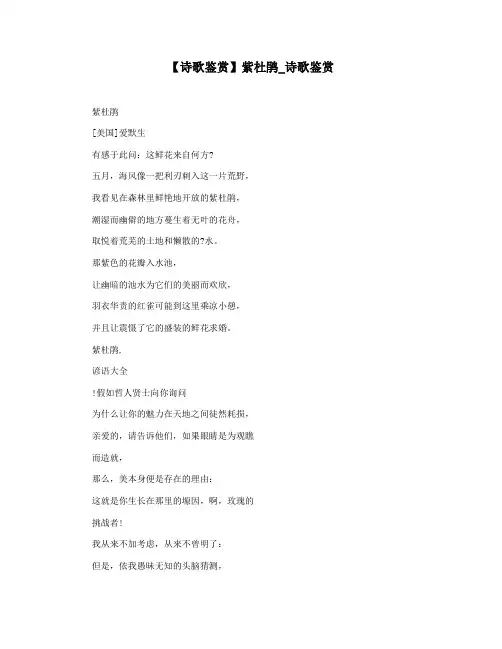 【诗歌鉴赏】紫杜鹃_诗歌鉴赏