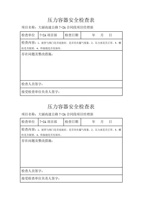 压力容器安全检查表 2