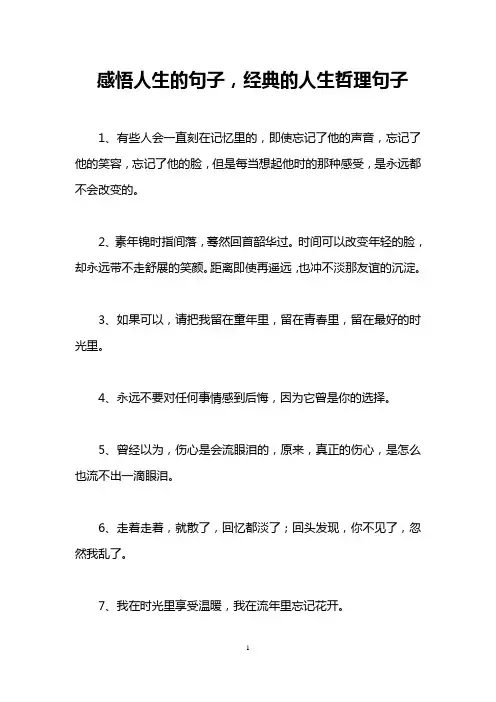 感悟人生的句子,经典的人生哲理句子
