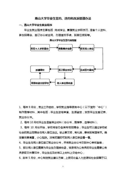 1燕山大学毕业生签约、违约和改派管理办法