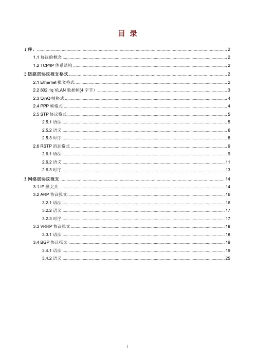网络协议报文格式汇总