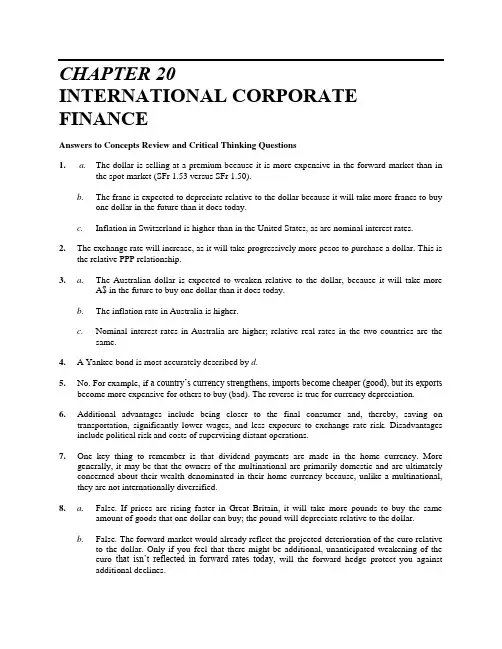 (公司理财)英文版罗斯公司理财习题答案C