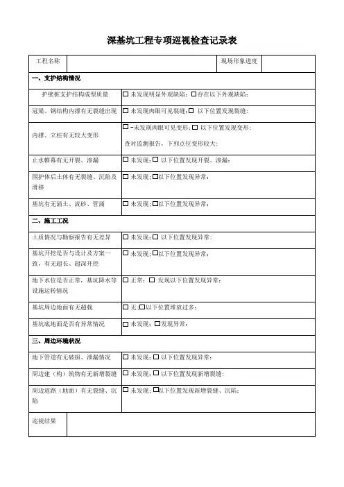 深基坑工程日常巡视检查记录表54812